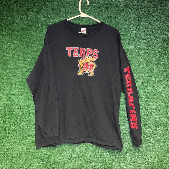 vintage Y2K Maryland Terrapins Black Longsleeve Shirt XL NCAA Final Four DMV - Picture 1 of 5
